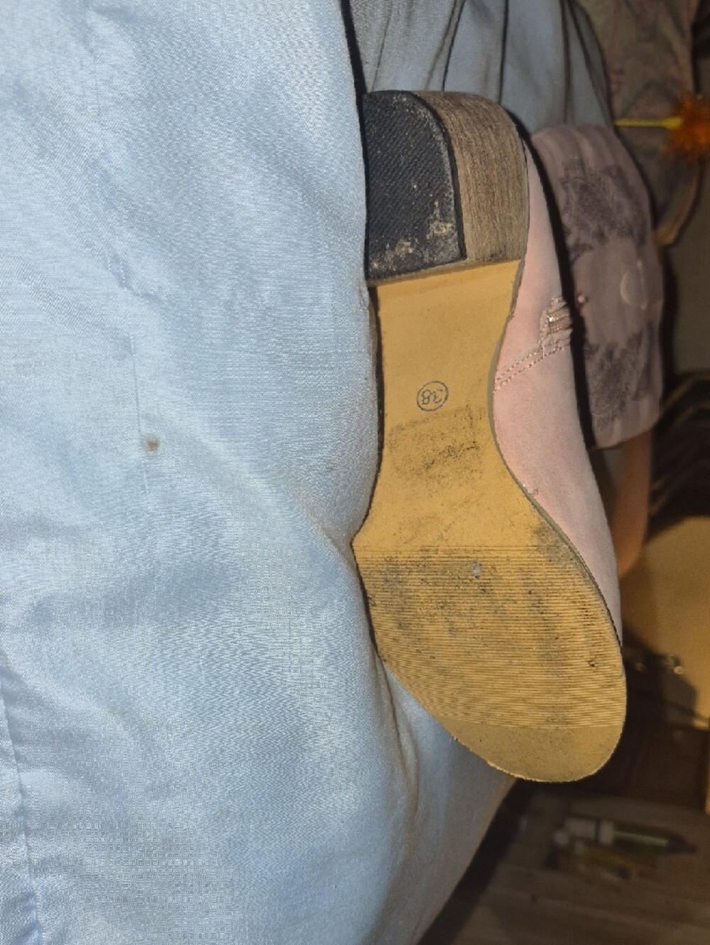Suede Pink Western  Boot with Embroidered Detail - Picture 7 of 10